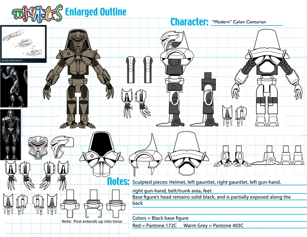 Battlestar Galactica: Cylon Centurion (Modern) Minimate Design (Control Art Only) - by Matt 'Iron-Cow' Cauley