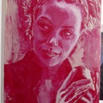 "Danielle (Underpainting)" Acrylic on canvas. 20 x 30 inches. Painted 2008 by Matt Cauley