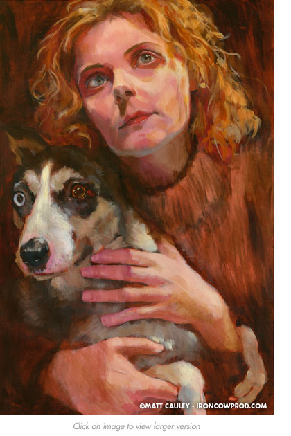 "Magda and Mija" Acrylic on canvas. 20 x 30 inches. Painted 2008 by Matt Cauley