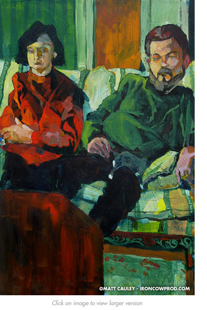 "Parents" Acrylic on panel. 20 x 30 inches. Painted 2004 by Matt Cauley