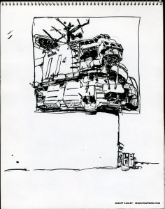 U.S.S. INTREPID SKETCHBOOK by Matt 'Iron-Cow' Cauley - "Control Tower"