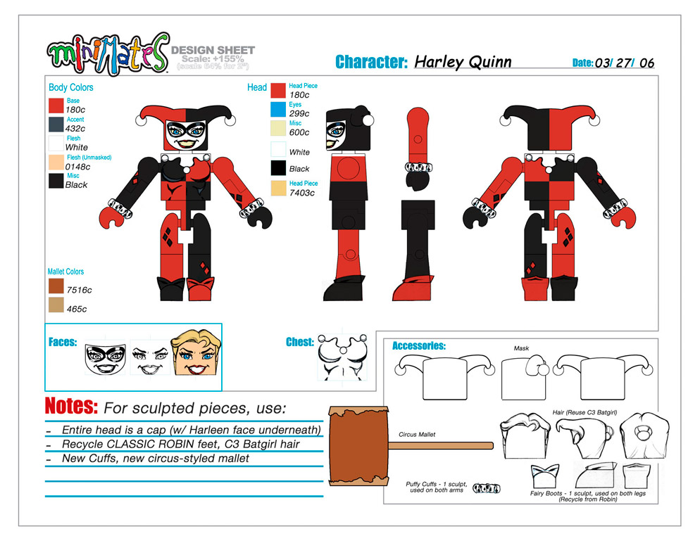 DC Wave1: Harley Quinn Minimate Design (Control Art Only) - by Matt 'Iron-Cow' Cauley 