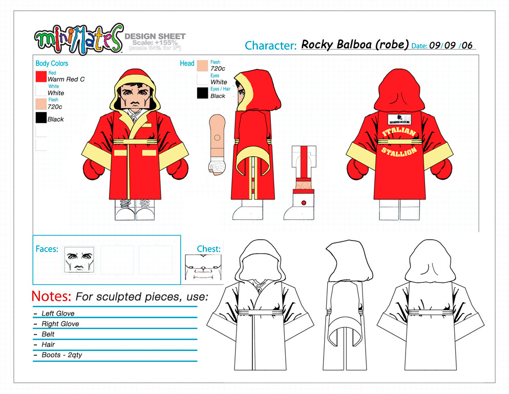 Rocky's Robes Minimate Design (Control Art Only) - by Matt 'Iron-Cow' Cauley