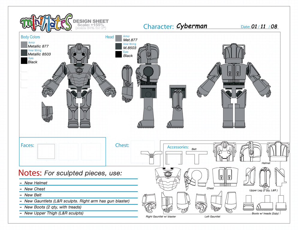 Doctor Who: Cyberman Minimate Design (Control Art Only) - by Matt 'Iron-Cow' Cauley