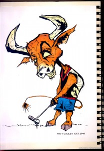BULL vs. BEAR SKETCHBOOK by Matt 'Iron-Cow' Cauley "Bull Golfing"