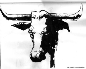 BULL vs. BEAR SKETCHBOOK by Matt 'Iron-Cow' Cauley "Bull Portrait"