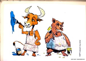 BULL vs. BEAR SKETCHBOOK by Matt 'Iron-Cow' Cauley "Together Painting"