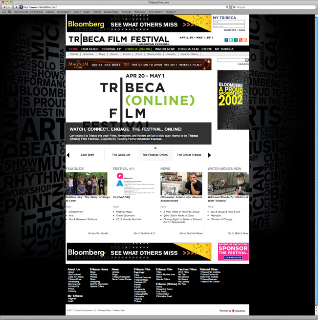 Tribeca Film Festival Website Takeover