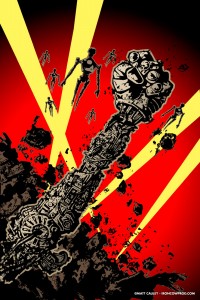 Robot Army (color) - T-Shirt Illustration by Matt 'Iron-Cow' Cauley