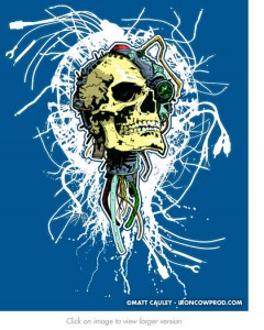 FutureSkull - T-Shirt Illustration by Matt 'Iron-Cow' Cauley