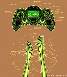 Invade! - T-Shirt Illustration by Matt 'Iron-Cow' Cauley