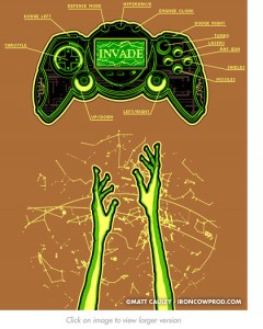 Invade! - T-Shirt Illustration by Matt 'Iron-Cow' Cauley