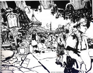 EPCOT SKETCHBOOK by Matt 'Iron-Cow' Cauley - "Cafe"