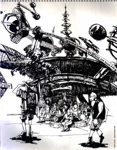 EPCOT SKETCHBOOK by Matt 'Iron-Cow' Cauley - "Orbiter"