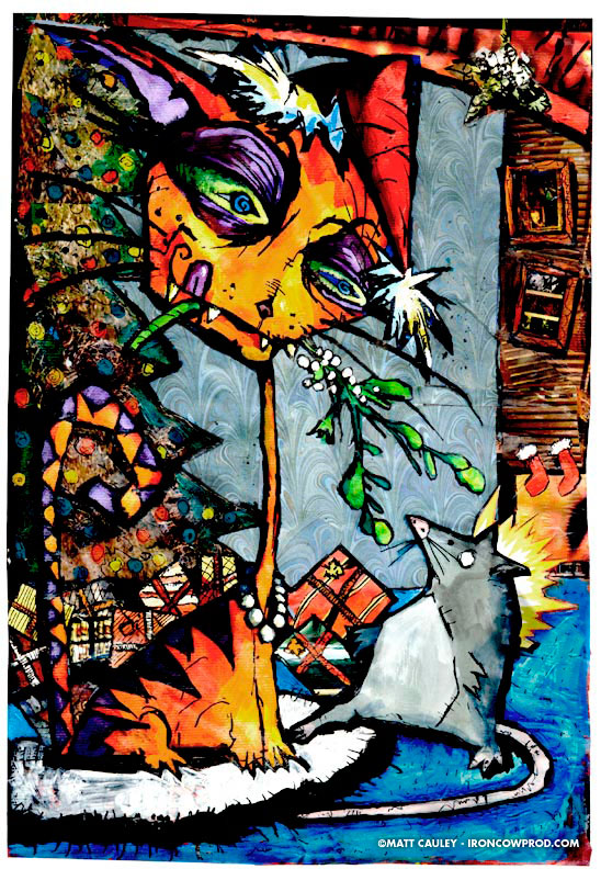 CATS SKETCHBOOK by Matt 'Iron-Cow' Cauley - "Under The Mistletoe"