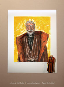 "Crazy Old Wizard" - (Obi-Wan Kenobi) | Ink Resist on Board | 8 x 10 inches | Painted 2021 by Matt Cauley